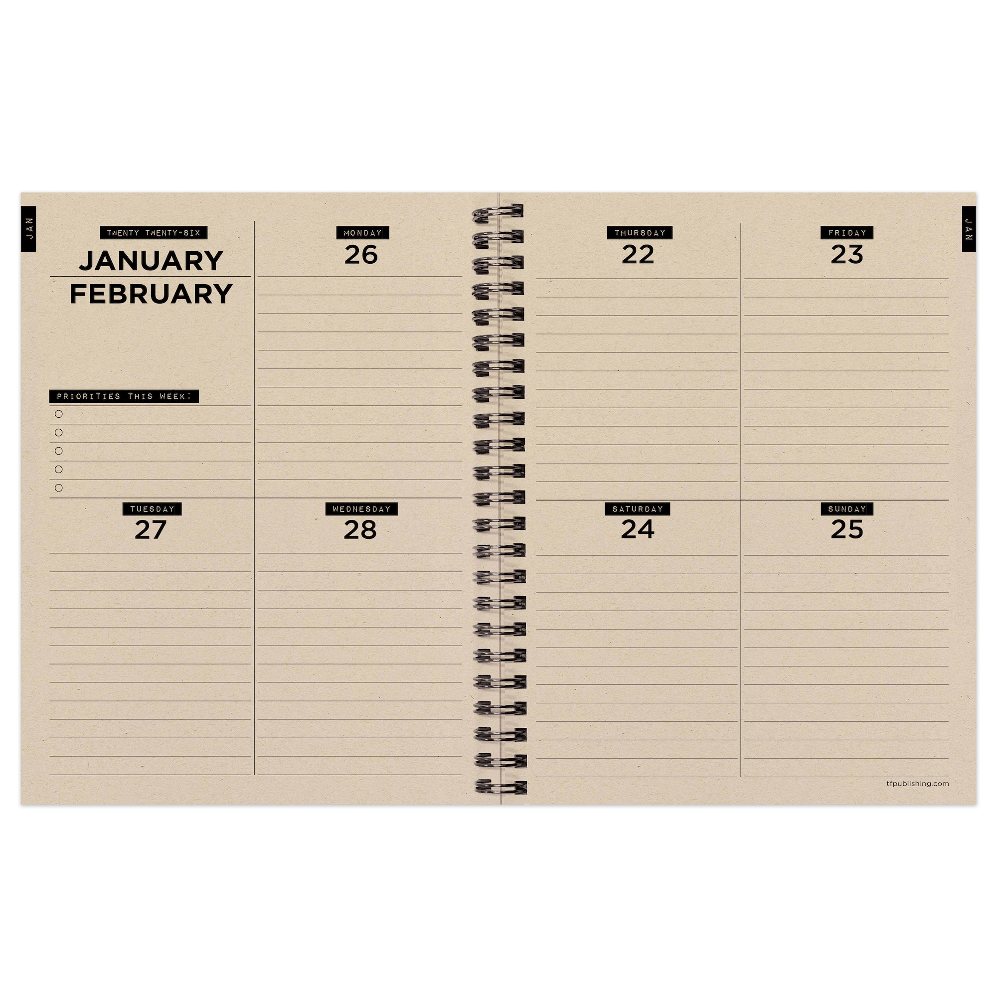 2026 Electric Red Medium Weekly Monthly Planner